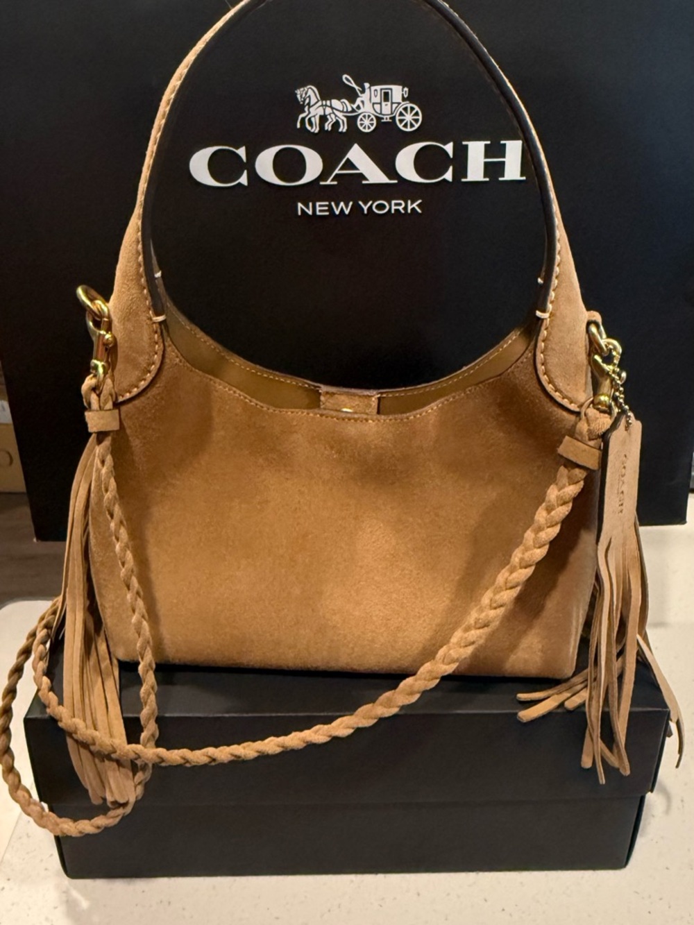 Coach Brooklyn 23 Shoulder with Braided Strap and Tassels